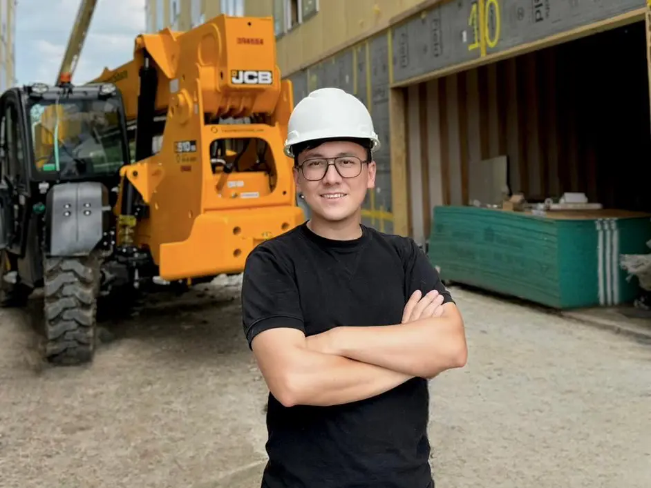 Oscar Erkin, founder of Bahar Builders, on a job site